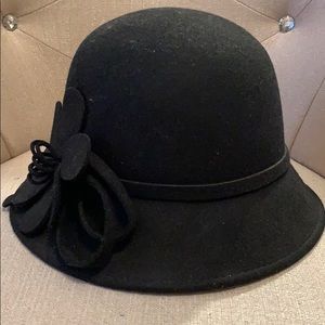 Black wool cloche hat